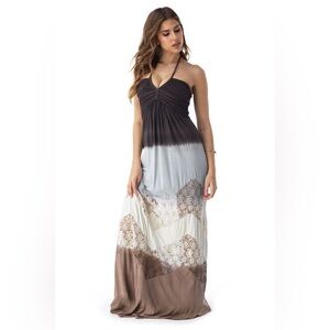๐ $330 Sky โLaberyโ Tie-Dye Halter Maxi Dress in Neutral S